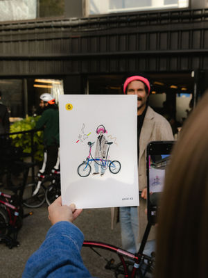 Live Event Illustration with bike  for Sports and Lifestyle by Elyse Blackshaw