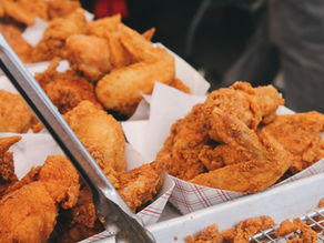 Fried chicken served on brown paper