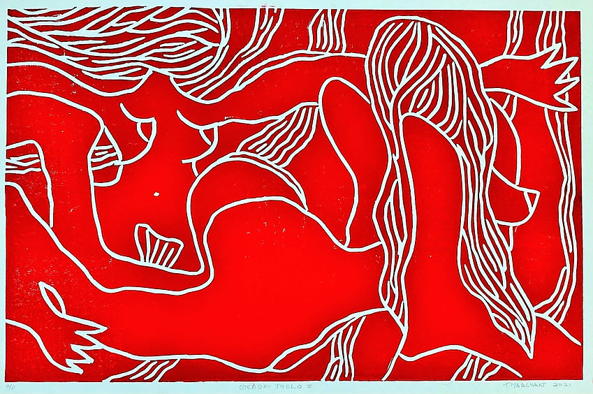 Theodosia Marchant,'Theloi Thelo I  lino print, .jpeg