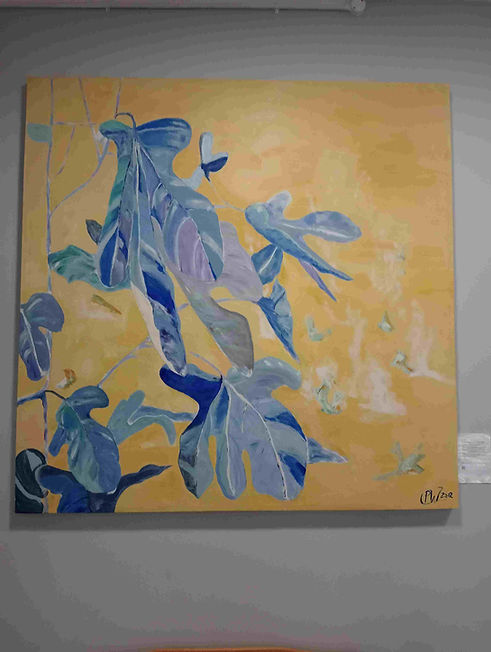 Blue Leafed Figs on Yellow by PW in BBS foyer 2025.jpg