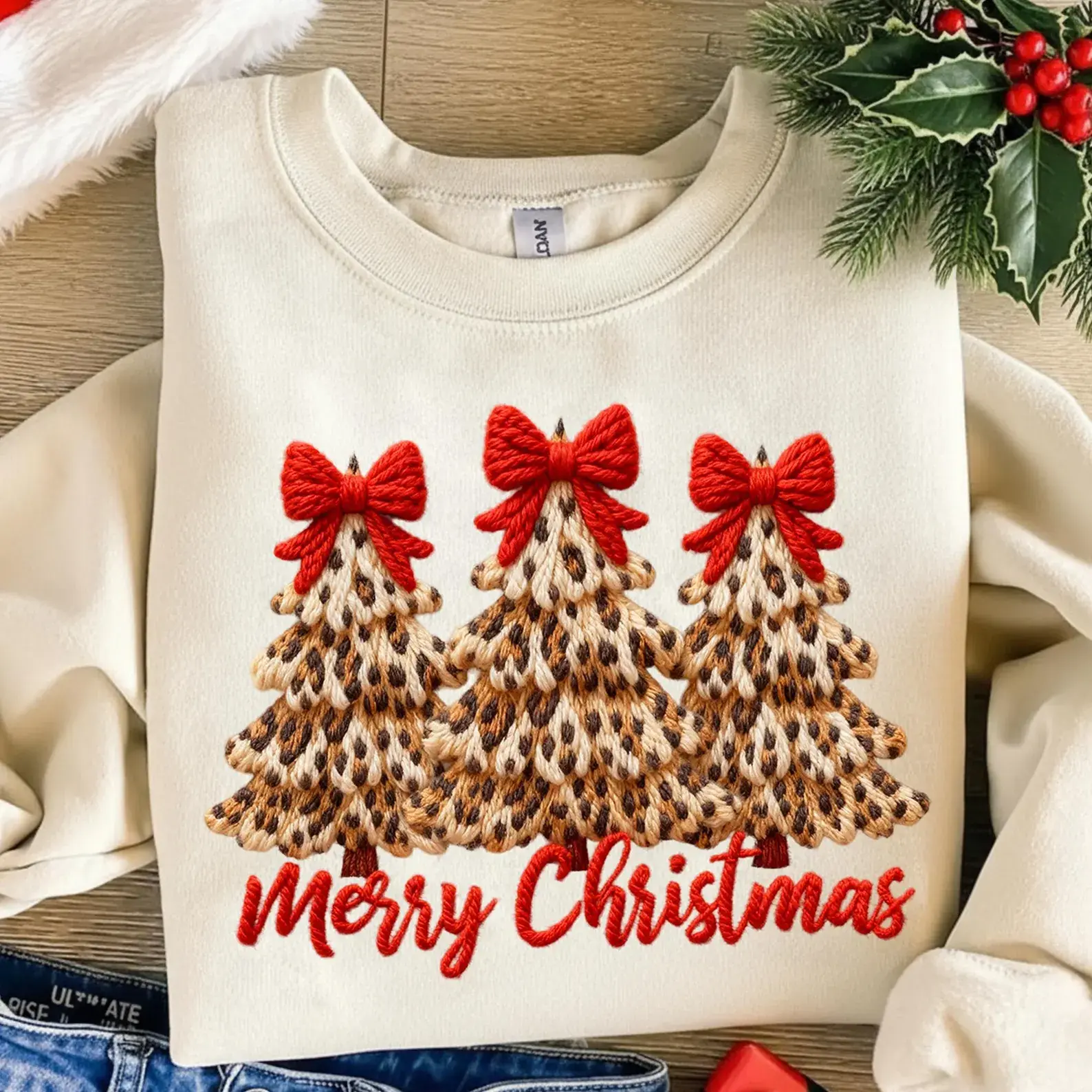 Leopard Trees_Merry Christmas Sweatshirt