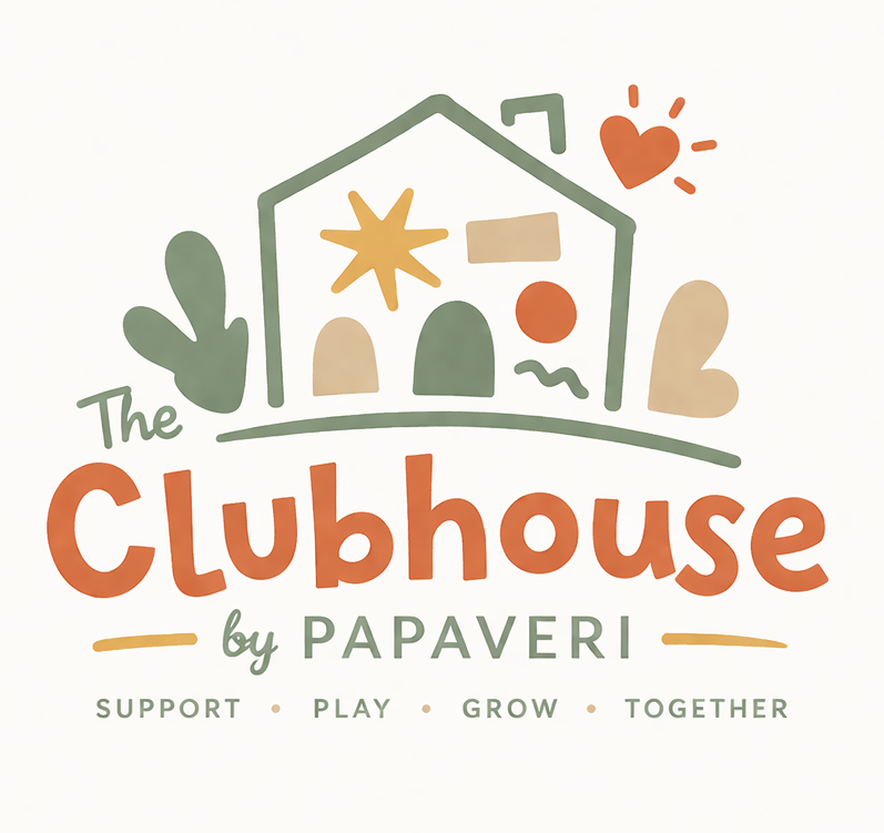 The Clubhouse by Papaveri logo: support, play, grow, together