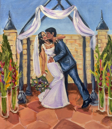 Wadley Farms wedding painting of couple kissing