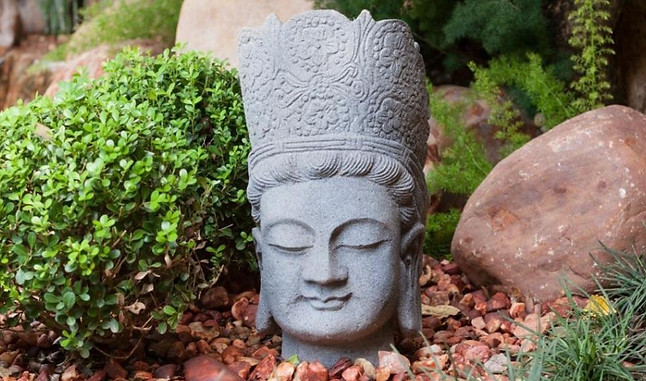 Escultura de buda, paisajismo y arquitectura del paisaje