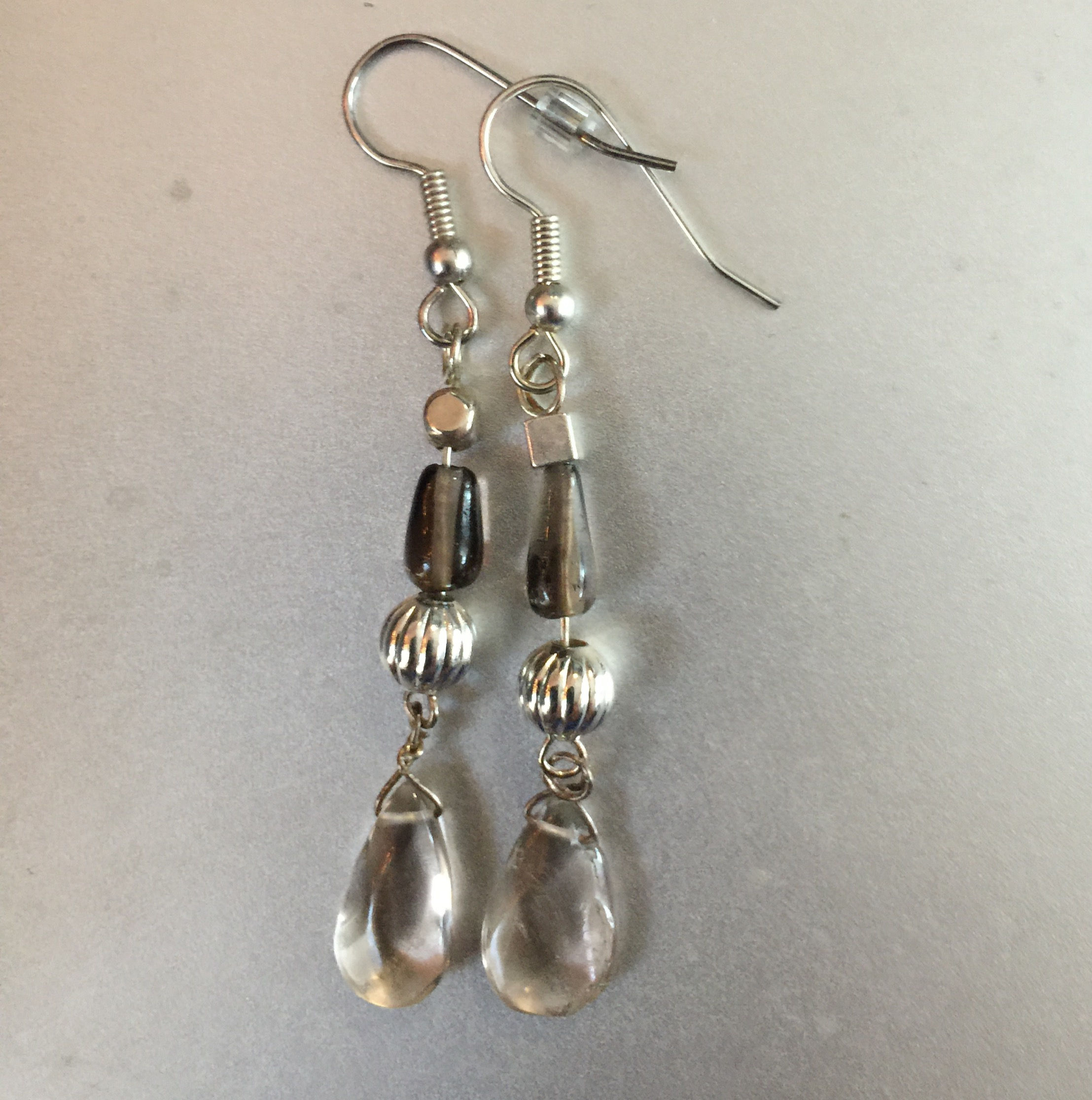 Smokey Quartz and Sterling Silver Ear Rings(E12)