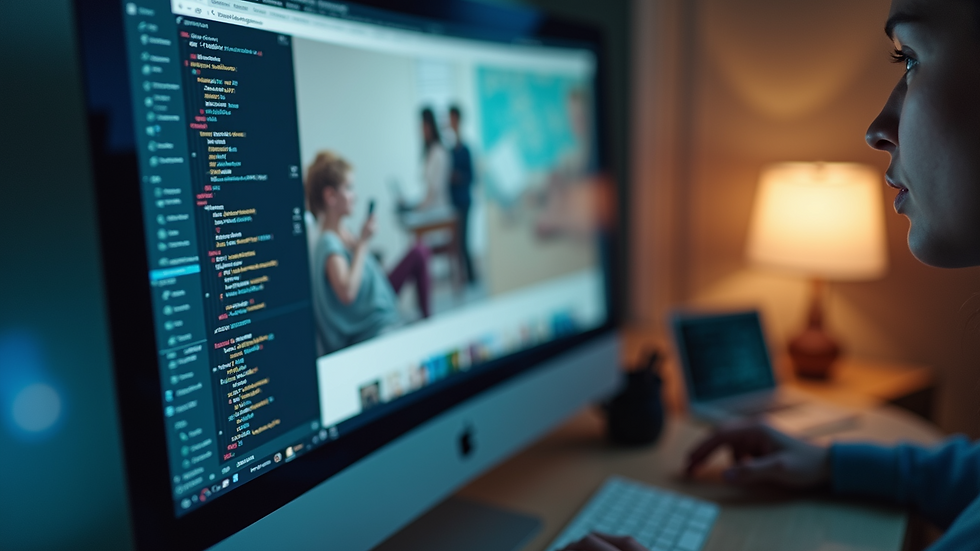 Close-up view of a computer screen showing website design software interface