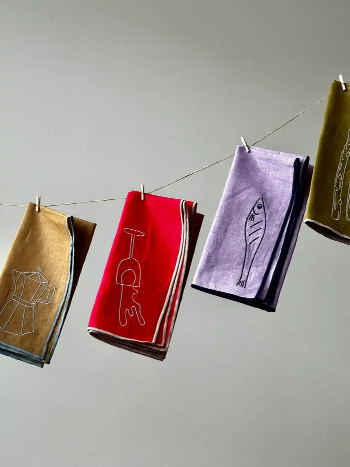 Miniatura: Servilletas lino, Pez, Lila, Set de 2 - Maegen
