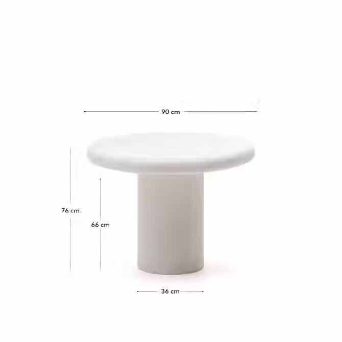 Miniatura: Mesa, Addaia, cemento blanco Ø90 cm - Kave Home