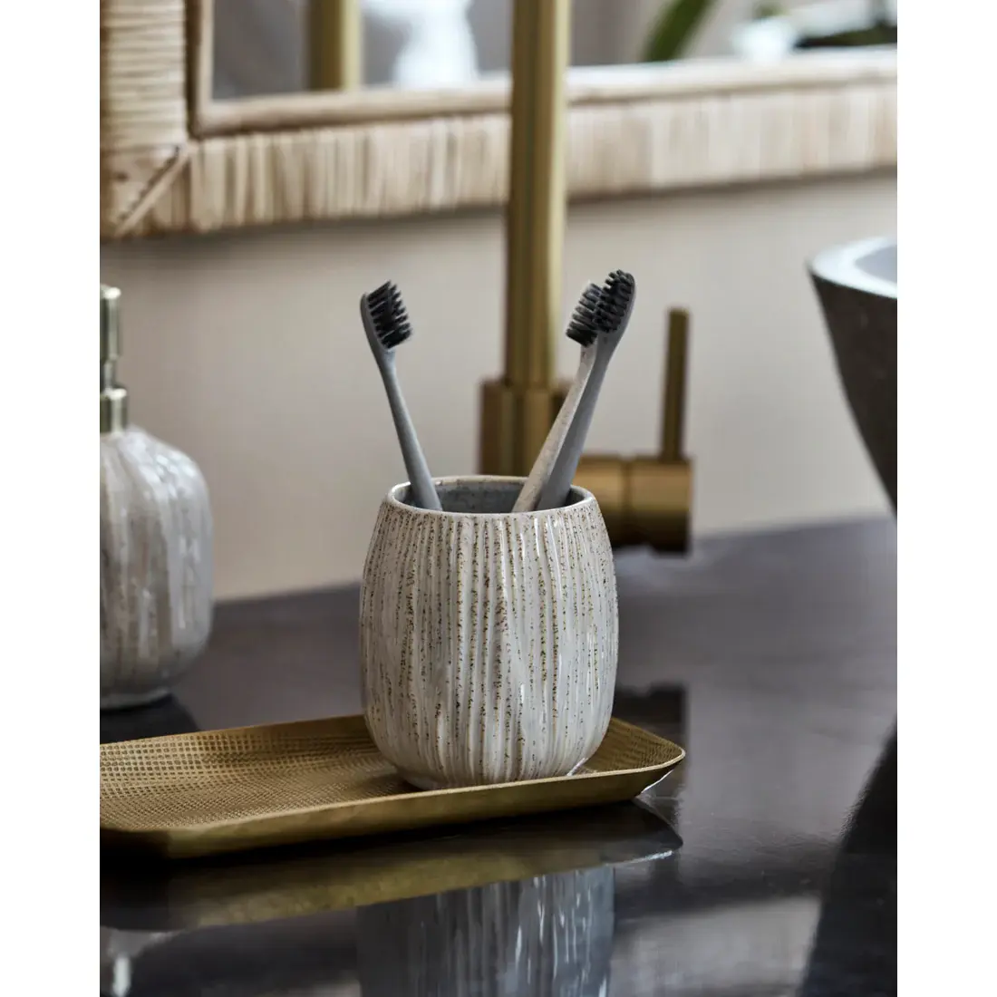 Vaso portacepillos, HDDeco, blanco roto - House Doctor