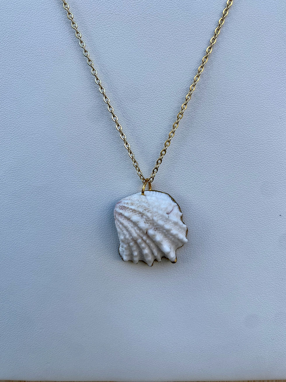 Thumbnail: Textured White Seashell with Gold Accents Pendant