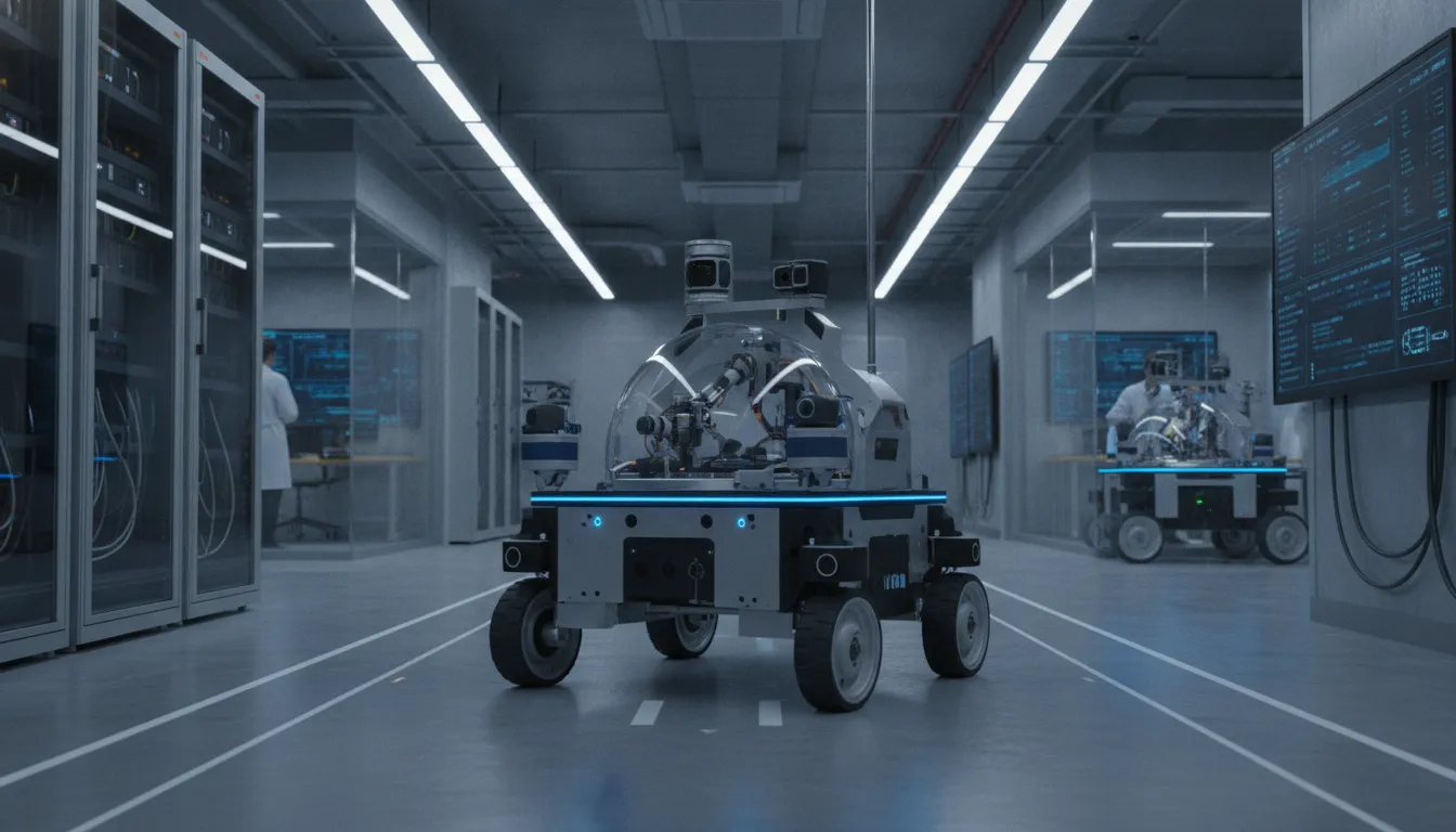 An autonomous mobile robot platform executing navigation policies trained via imitation learning in robotics