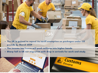 英国小额包裹免税将取消!所得税冻结加重工薪阶层负担!工作留学申请者减少推动净移民大幅下滑!