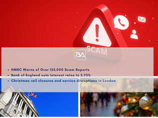 Beware of UK Tax Refund Scams! Overview of London Rail Service Changes During Christmas and New Year; Interest Rate Cut to 3.75% to Boost the Economy