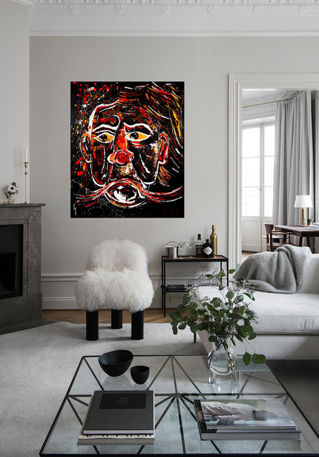 Modern Artwork Acrylic red angry Shepherd living room decoration interior luxus online shop art 