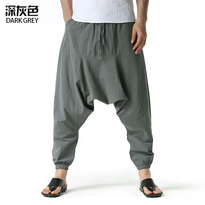 Thumbnail: Cotton Line Joggers Men Baggy Hippie Cargo Pants