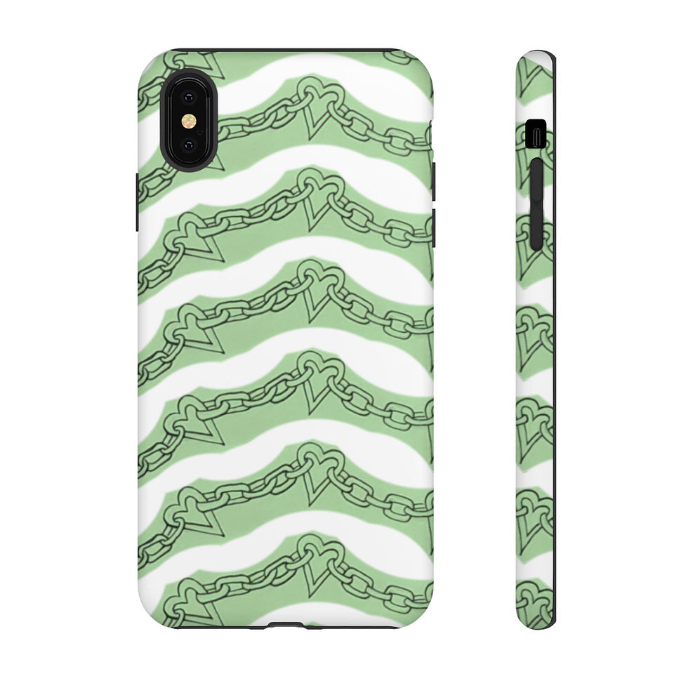 Thumbnail: Green Trippy Heart Chain — Vibrant Psychedelic Protective Cover More Cases 