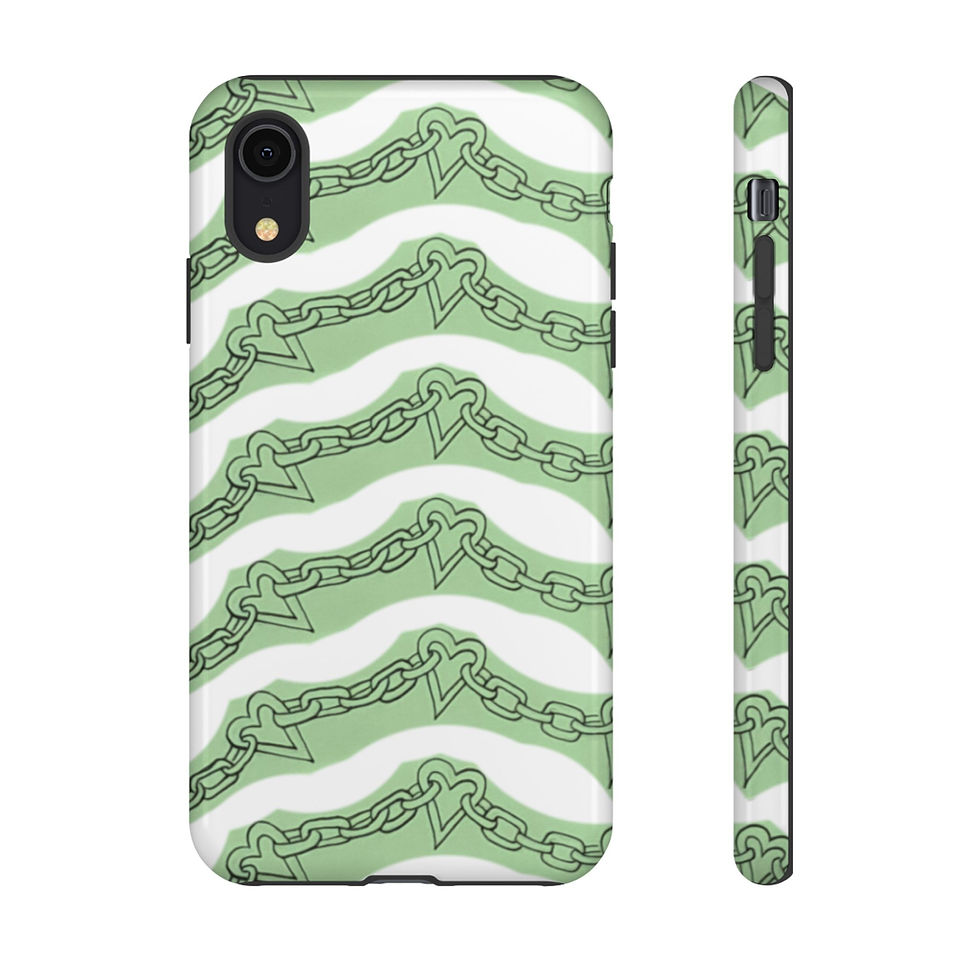 Thumbnail: Green Trippy Heart Chain — Vibrant Psychedelic Protective Cover More Cases 