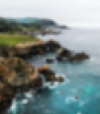 Aerial view of the Big Sur coastline from Notleys Landing, between Carmel Highlands and Big Sur, Monterey County, California