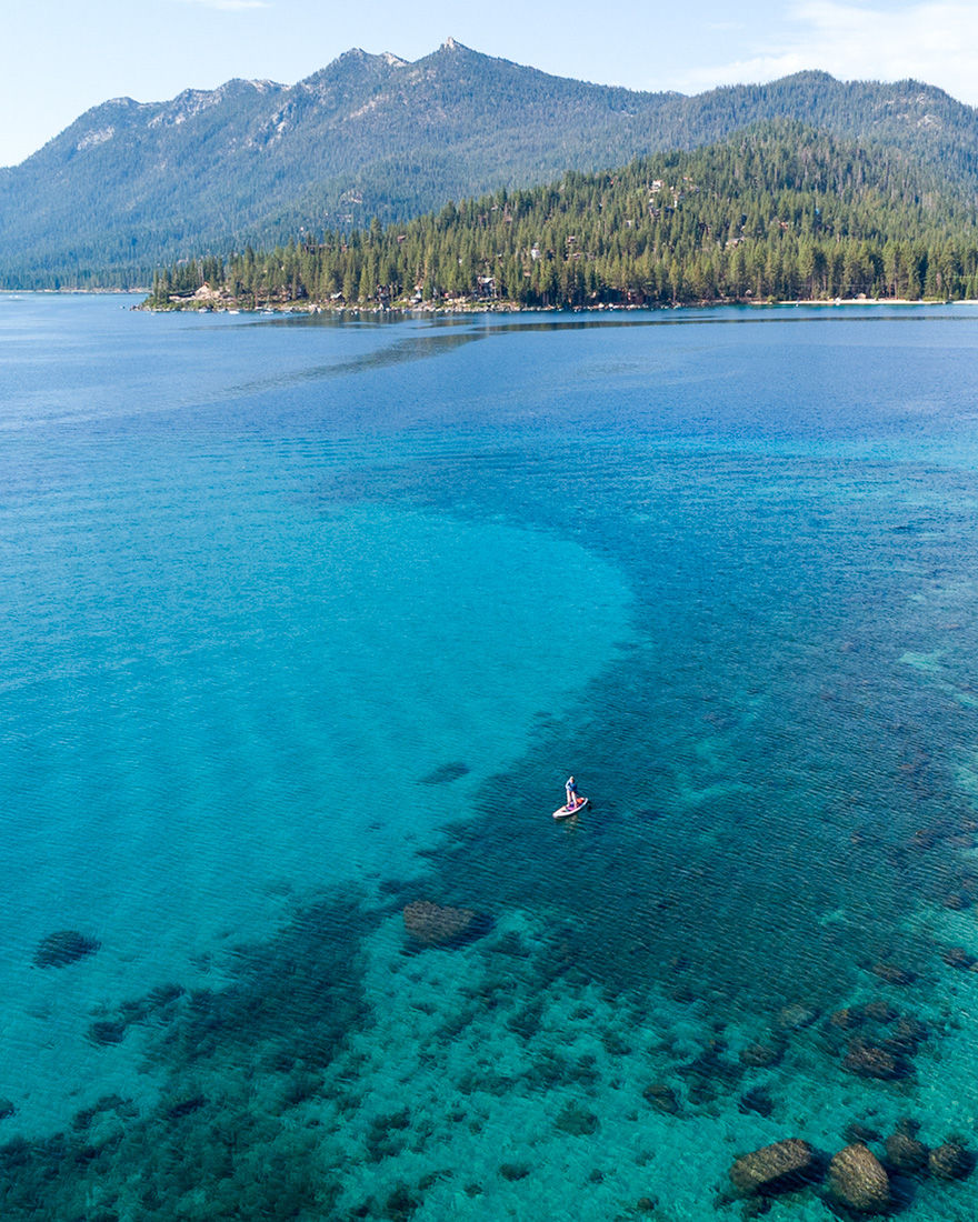 Paddleboarding in Lake Tahoe at Meeks Bay