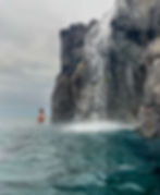 Waterfalls and ocean overlooks at Sky Lagoon in Iceland