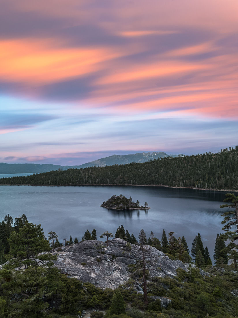 Sunset at Emerald Bay State Park in Lake Tahoe