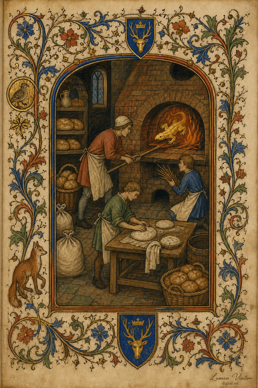 Il fornaio accende il forno