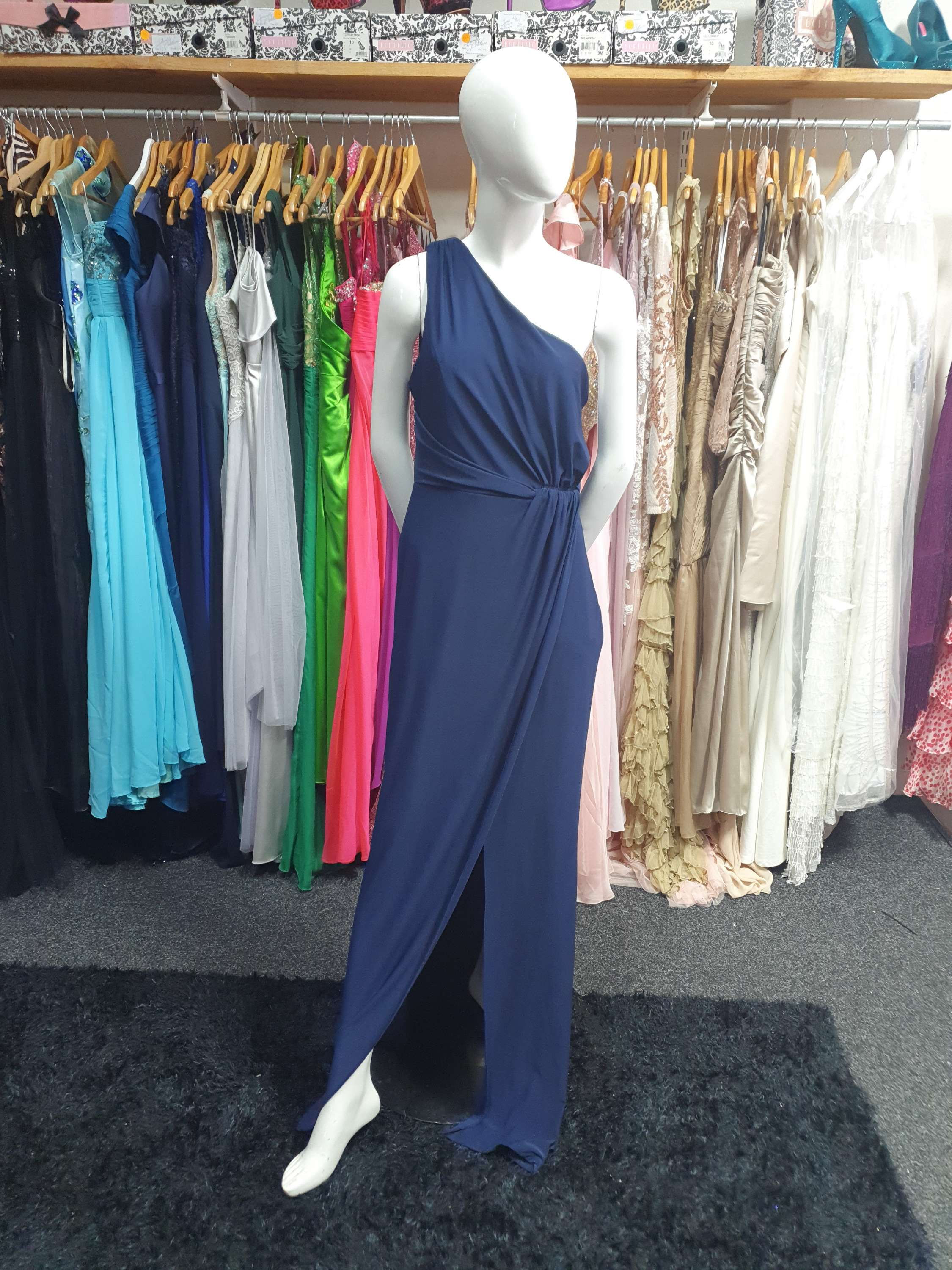 Miss Anne One Shoulder Navy Gown - Size 14/16