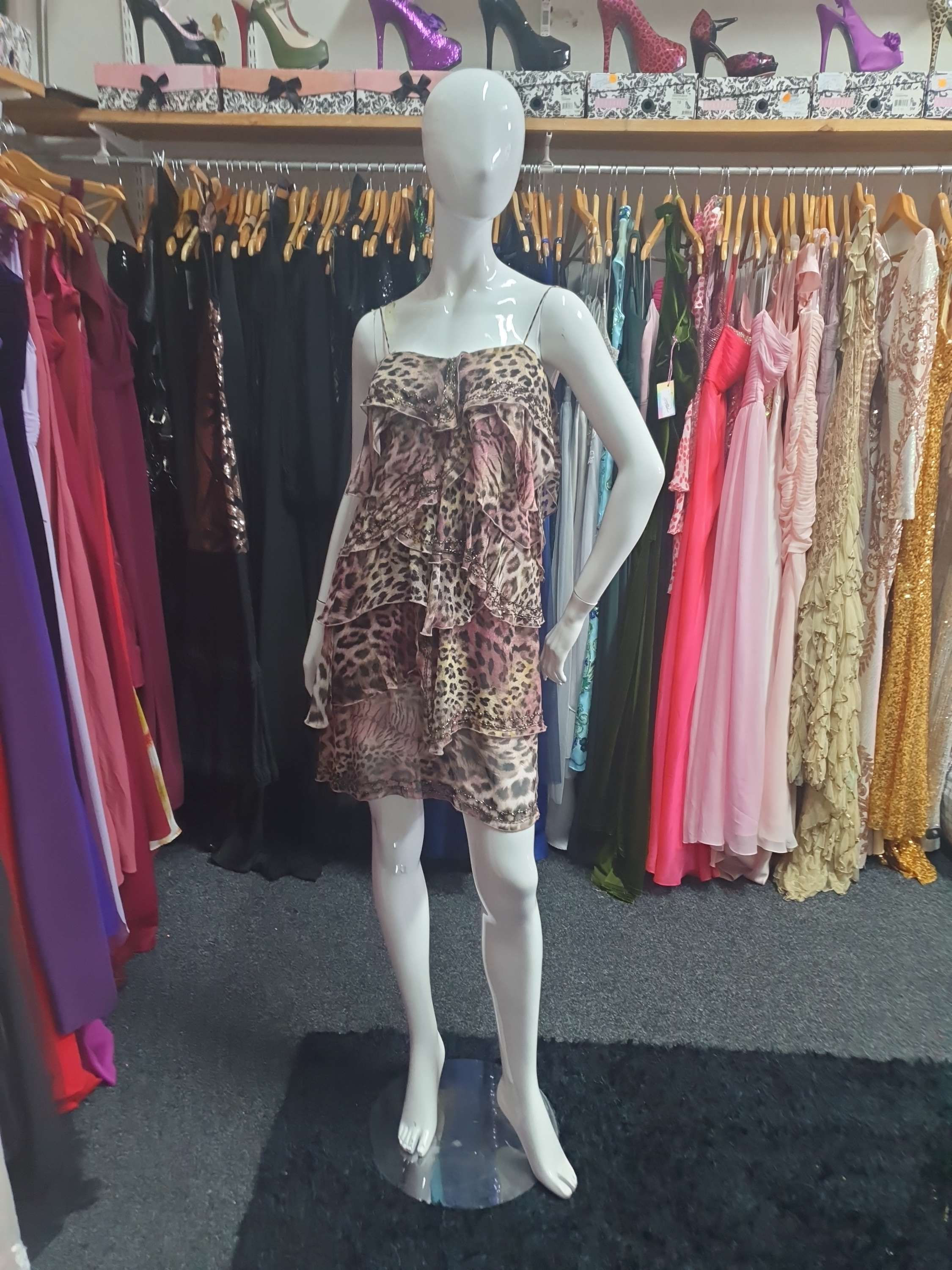 Trelise Cooper Pink Leopard Frill Dress - Size 10