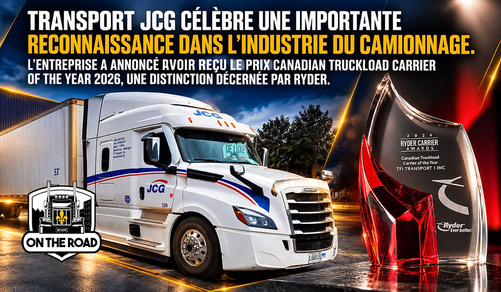 JCG remporte le prix Canadian Truckload Carrier of the Year 2026 décerné par Ryder