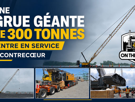 Une grue géante de 300 tonnes prend place sur le chantier du futur terminal de Contrecœur