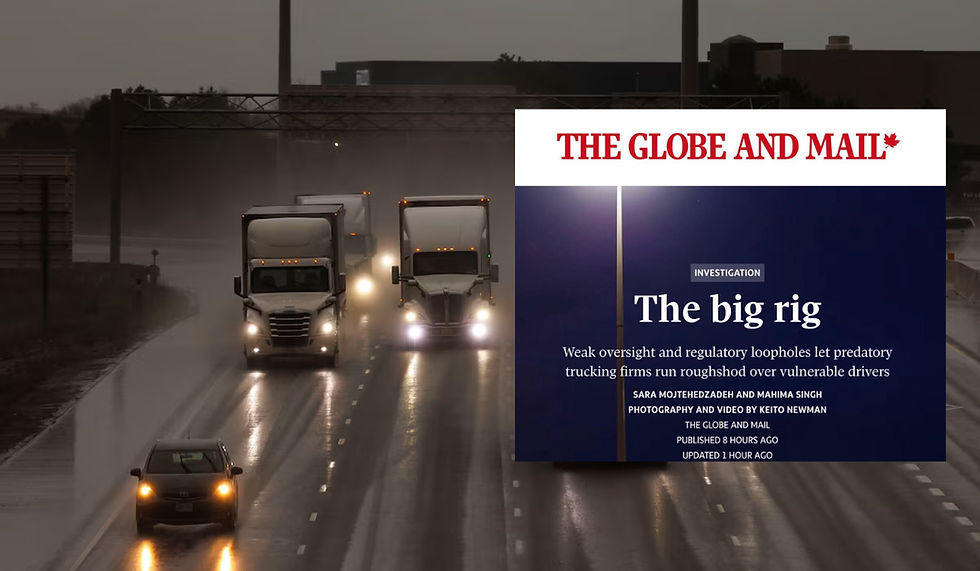 Dossier du Globe and Mail: l’Ontario Trucking Association et l’Alliance canadienne du camionnage réclament une intervention immédiate