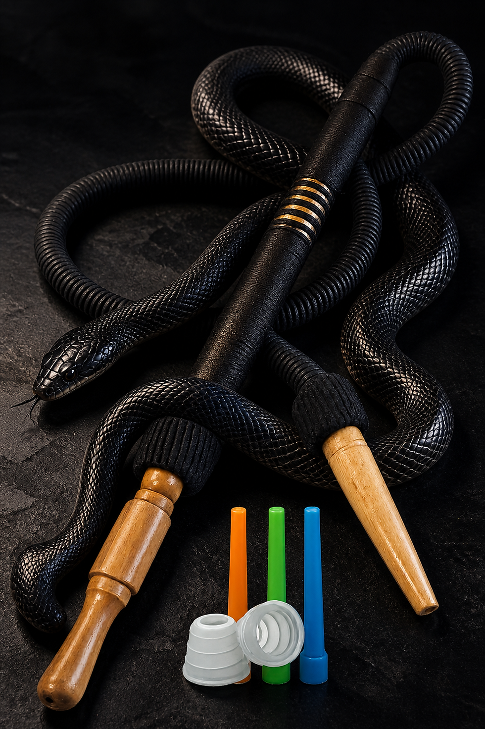 Shisha Hookah Hose Black Wooden Handle Traditional Nargila Pipe