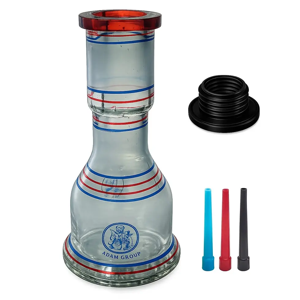 Shisha Glass Vase Tall Hookah Base Semi Transparent Red Blue Design