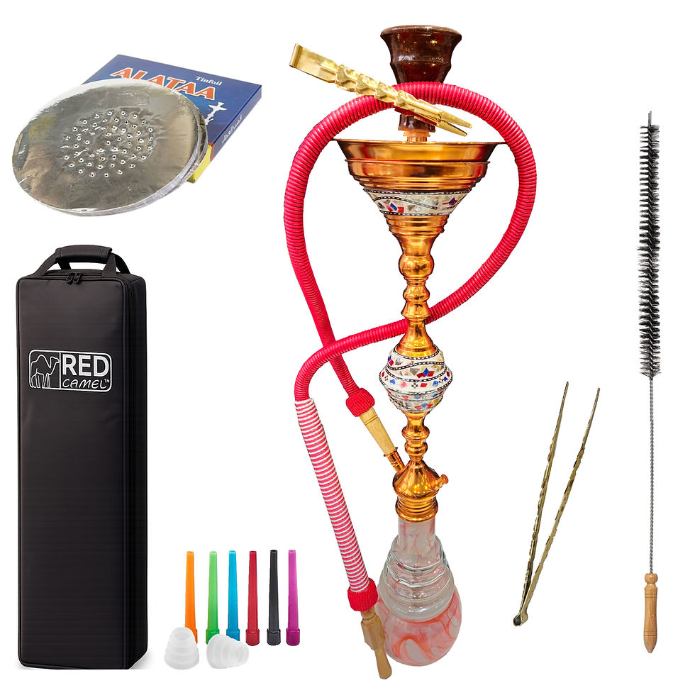 Shisha Pipe Tall Copper Style Hookah Set with Ice Chamber & Full Accessories Kit