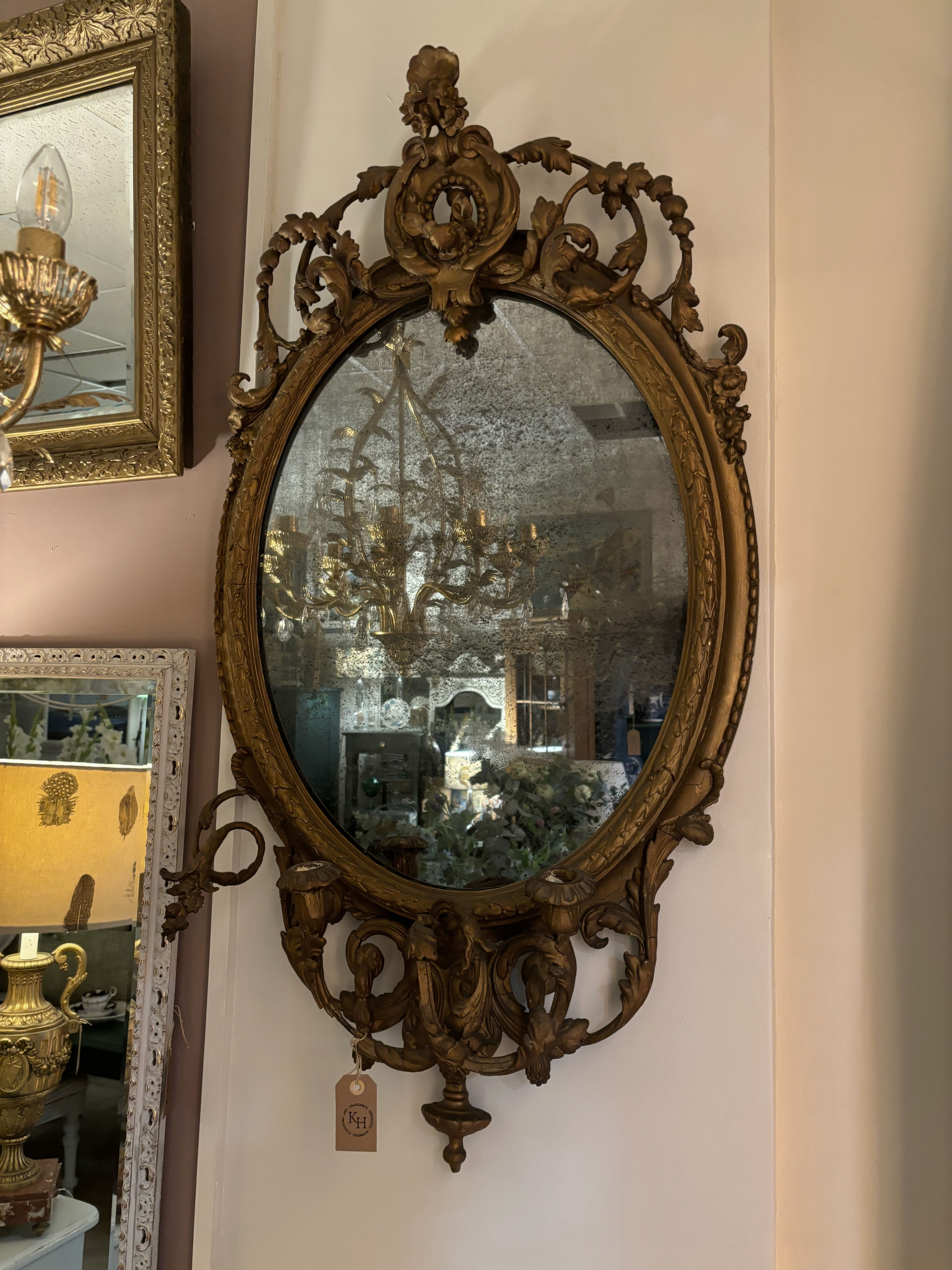 Antique Ornate Oval Mirror