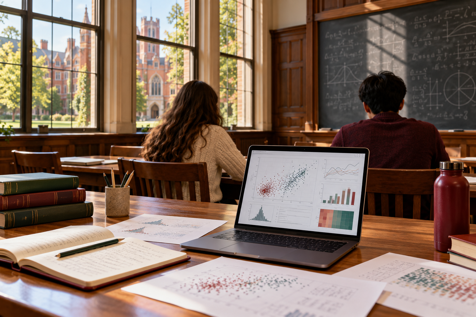University classroom and data research concept