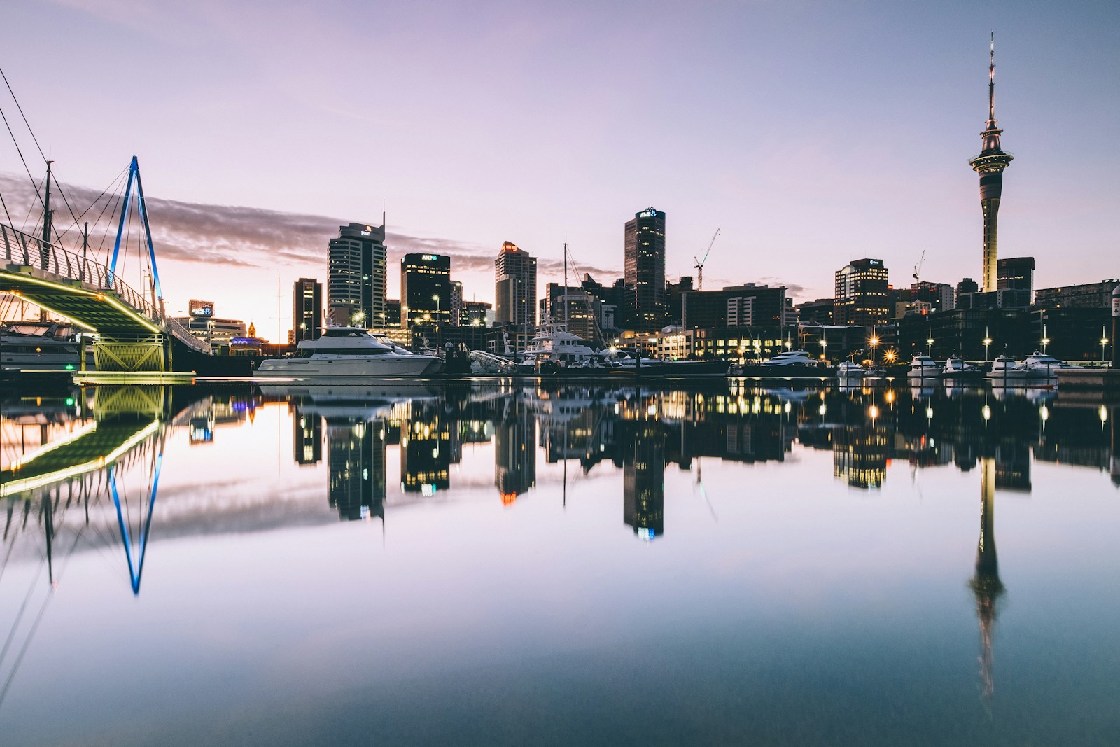 Auckland harbour cityscape