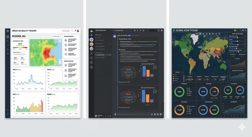 Illustrative outputs: data dashboards and interactive applications