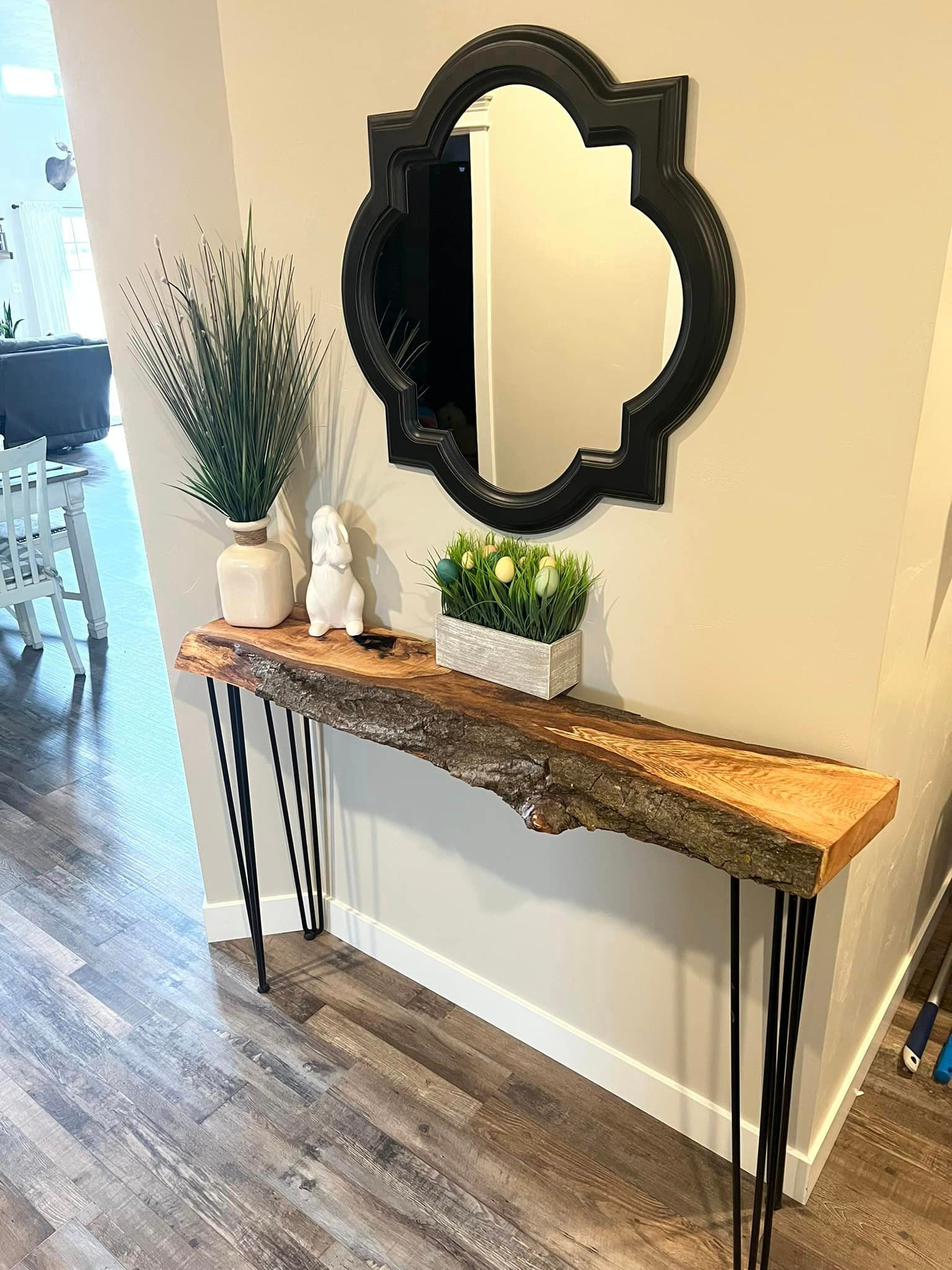 Live Edge entry way table with legs