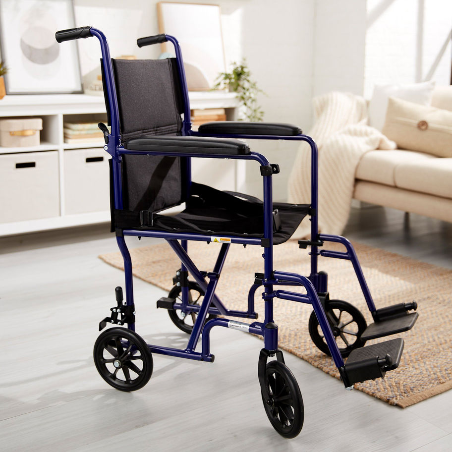 McKesson Lightweight Transport Chair, Black with Blue Finish - MCK-1065256_ls.jpg