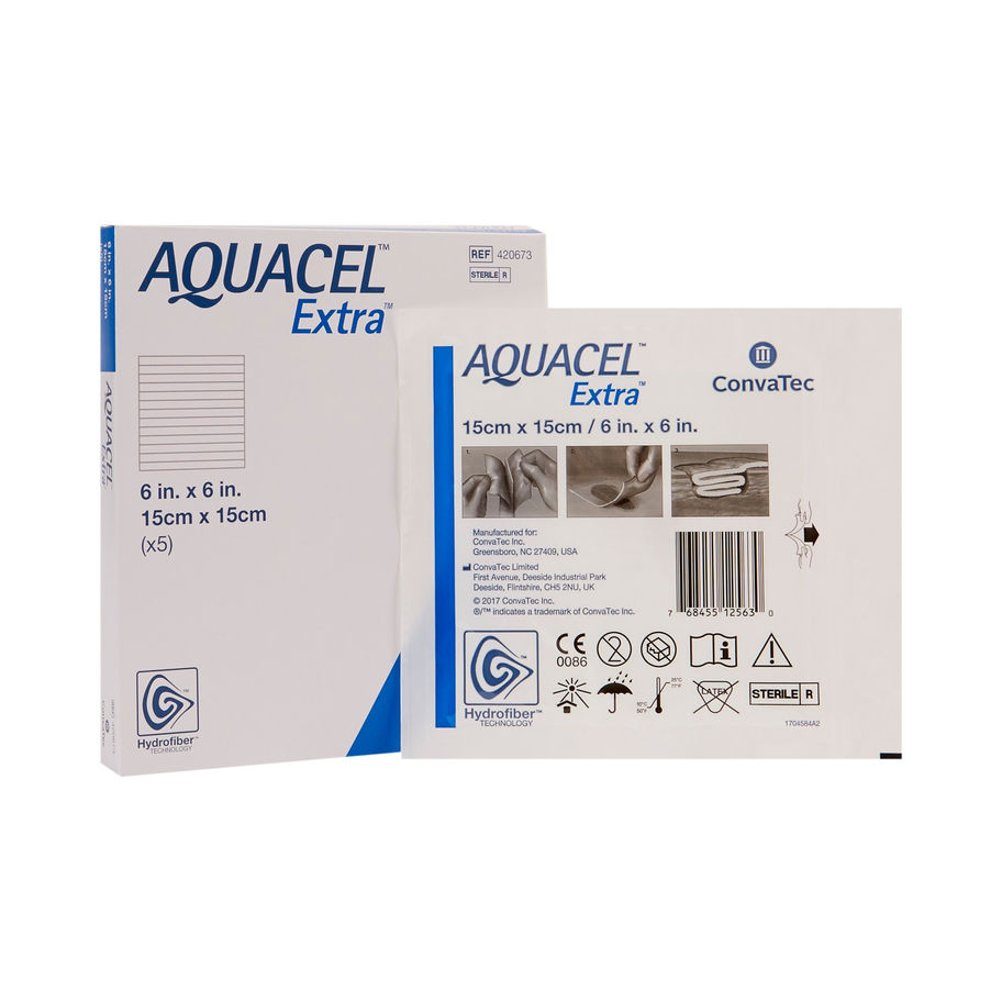Aquacel® Extra™ Gelling Fiber Wound Dressing, 6 x 6 Inch - MCK-785780_ppkgleft.jpg
