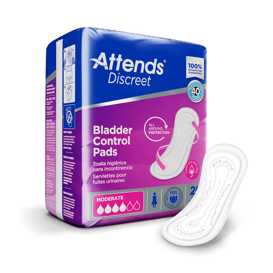 Attends® Discreet Women's Moderate Bladder Control Pad, 10.5-Inch Length - MCK-1039118_ppkgleft.jpg