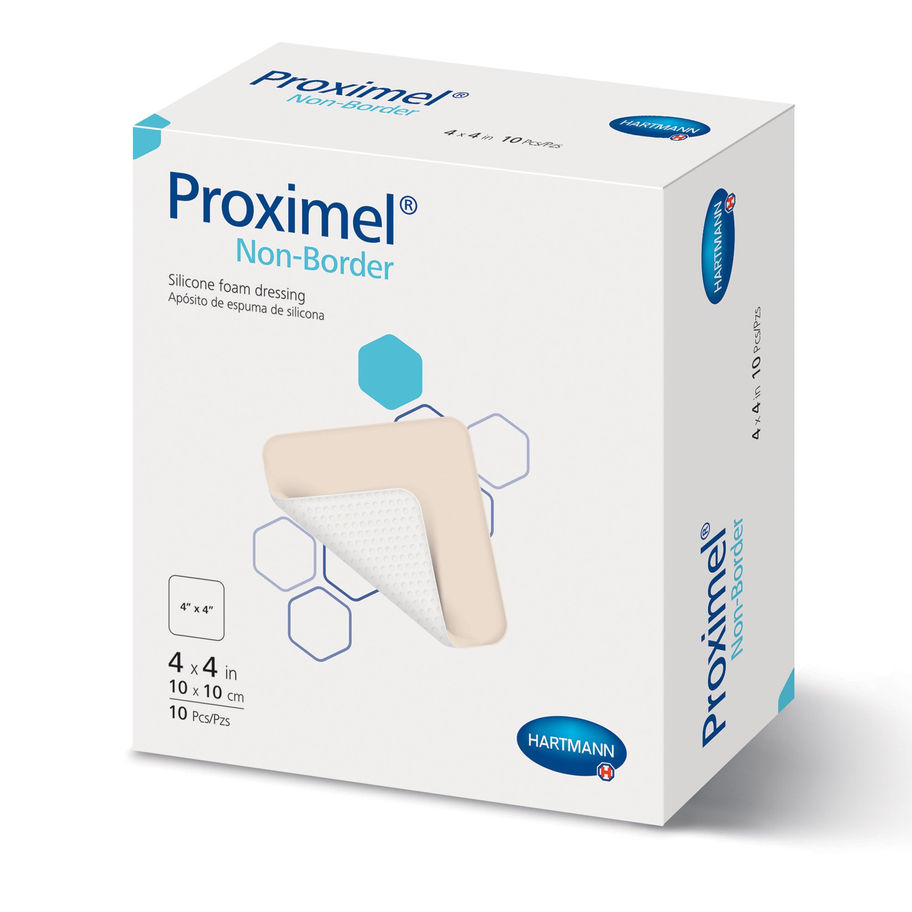 Foam Dressing Proximel® Non-Border 4 X 4 Inch Without Border Waterproof Backing Silicone Face Square Sterile - MCK-1242750_pkgright.jpg