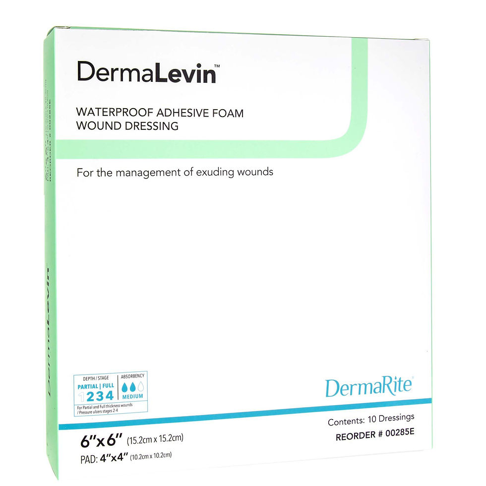 DermaLevin® Adhesive with Border Foam Dressing, 6 x 6 Inch - MCK-584140_pkgleft.jpg