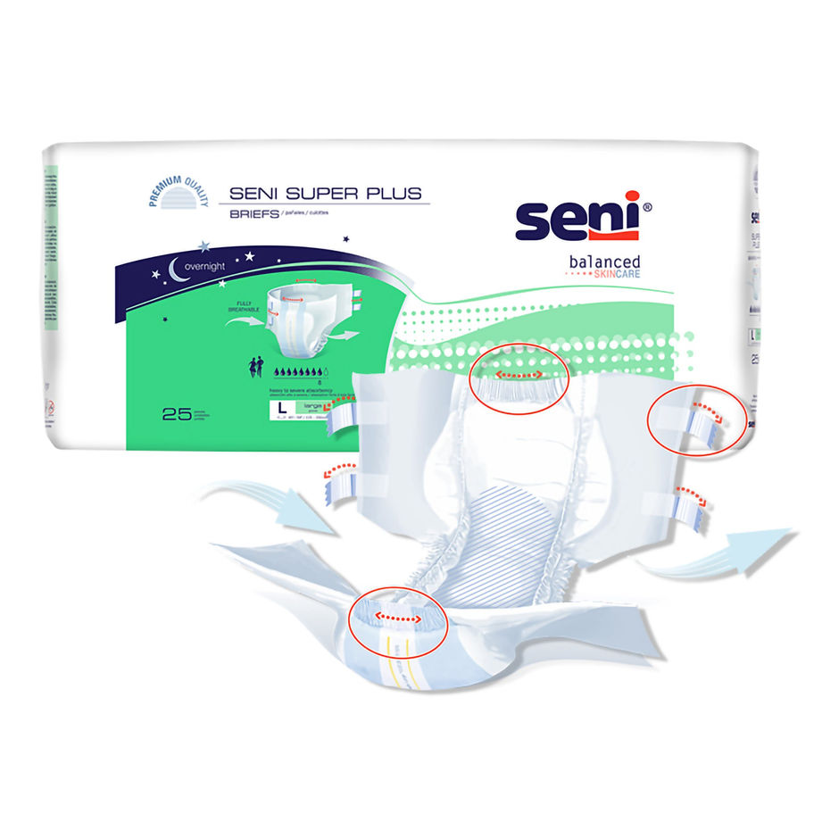 Seni® Super Plus Overnight Heavy to Severe Absorbency Incontinence Brief, Large - MCK-1163871_ppkgfront_.jpg