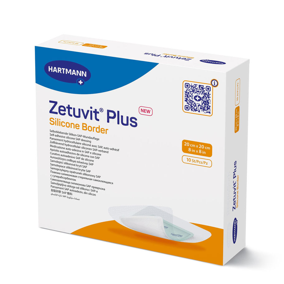 Zetuvit® Plus Silicone Border Super Absorbent Dressing, 8 x 8 Inch - MCK-1242913_pkgright.jpg
