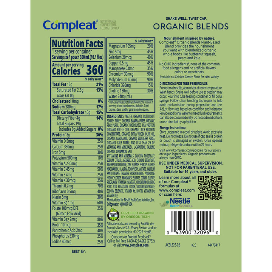 Tube Feeding Formula Compleat® Organic Blends Plant Based Organic Blends Flavor Liquid 10.1 oz. Pouch - MCK-1286603_facts.jpg