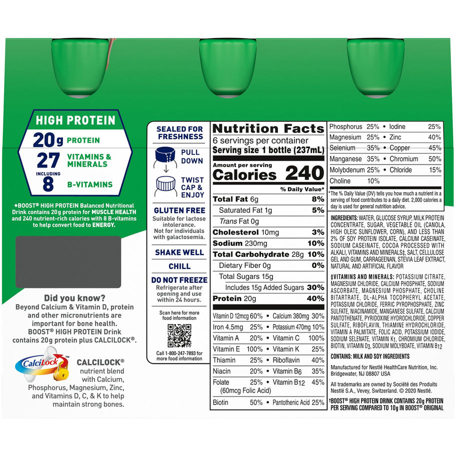 Boost® High Protein Chocolate Complete Nutritional Drink, 8-ounce bottle - MCK-1107868_facts.jpg