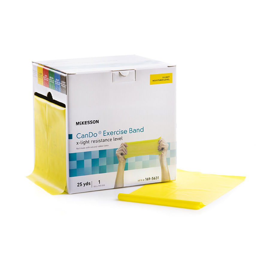 McKesson Exercise Resistance Band, Yellow, 5" x 25 Yard, Extra-Light Resistance - MCK-1073312_ppkgleft.jpg