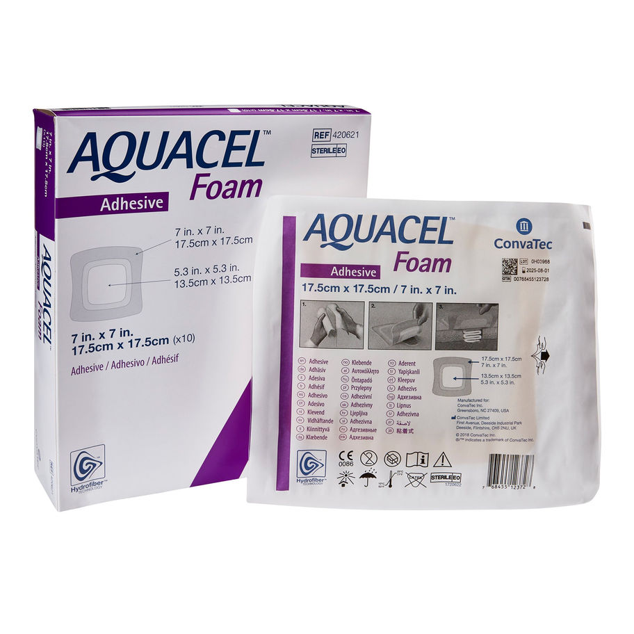 Aquacel® Silicone Adhesive with Border Silicone Foam Dressing, 7 x 7 Inch - MCK-802595_ppkgleft.jpg
